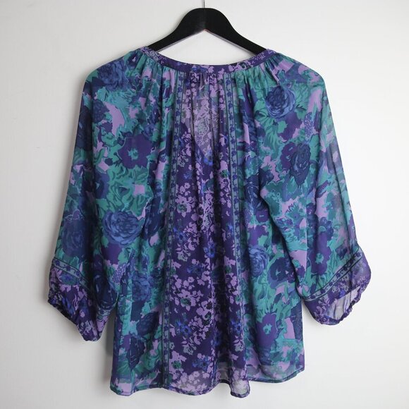 Joie 100% Silk Floral Multicolor Long Sleeve Blouse Size XS - Picture 8 of 9